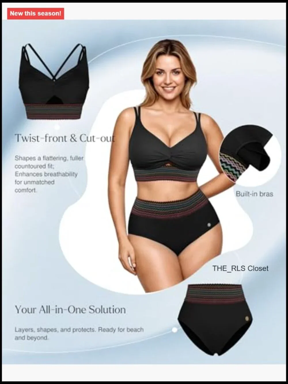 Tummy Control High Waisted Bikini Set Shapewear 4 Way Convertible